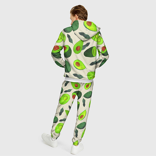 Мужской костюм Авокадо - фруктовый паттерн / 3D-Белый – фото 4