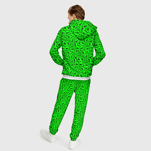 Мужской костюм Черепа на кислотно-зеленом фоне / 3D-Белый – фото 4