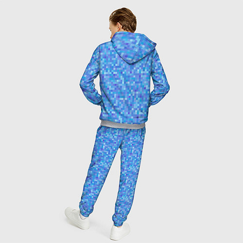 Мужской костюм Голубая пиксель абстракция / 3D-Меланж – фото 4