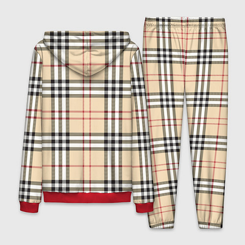 Мужской костюм Клетчатый принт в стиле Burberry / 3D-Красный – фото 2