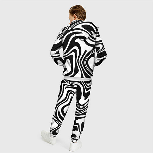 Мужской костюм Черно-белые полосы Black and white stripes / 3D-Белый – фото 4