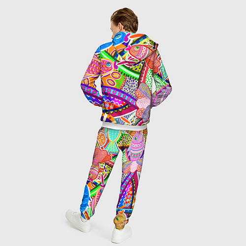 Мужской костюм Разноцветные яркие рыбки на абстрактном цветном фо / 3D-Белый – фото 4