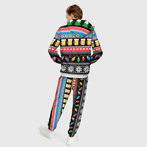 Мужской костюм Новогодний пивной узор / 3D-Белый – фото 4