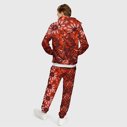 Мужской костюм Красные цветы абстракция / 3D-Белый – фото 4