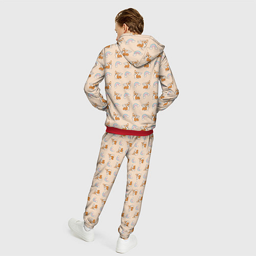Мужской костюм Корги - единороги паттерн / 3D-Красный – фото 4