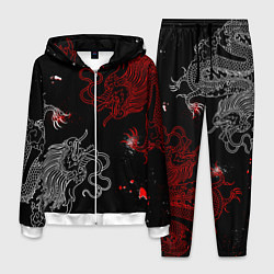 Костюм мужской Китайский дракон Красно - Белый, цвет: 3D-белый