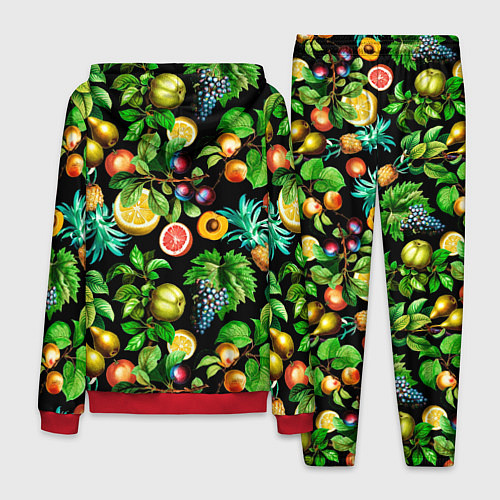 Мужской костюм Сочные фрукты - персик, груша, слива, ананас / 3D-Красный – фото 2