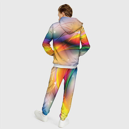 Мужской костюм Абстрактные линии разных цветов / 3D-Белый – фото 4