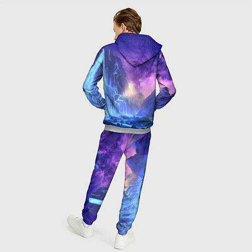 Мужской костюм Фантастический пейзаж Водопад Неон / 3D-Меланж – фото 4