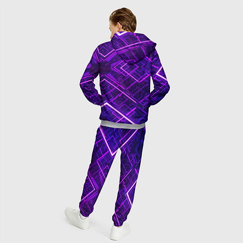 Мужской костюм Неоновые ромбы в абстракции - Фиолетовый / 3D-Меланж – фото 4