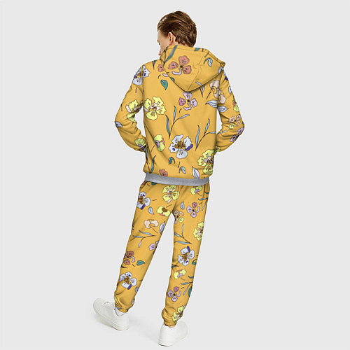 Мужской костюм Цветы Нарисованные На Золотом Фоне / 3D-Меланж – фото 4