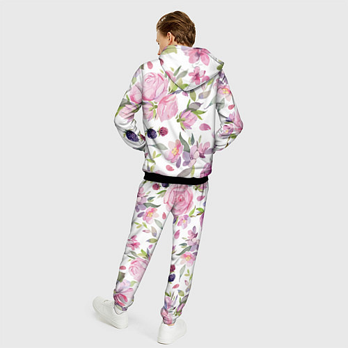 Мужской костюм Летний красочный паттерн из цветков розы и ягод еж / 3D-Черный – фото 4