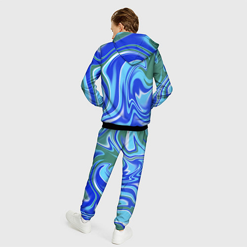 Мужской костюм Тай-дай с синим, зелёным и белым цветом / 3D-Черный – фото 4