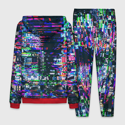 Мужской костюм Ночной город - glitch / 3D-Красный – фото 2
