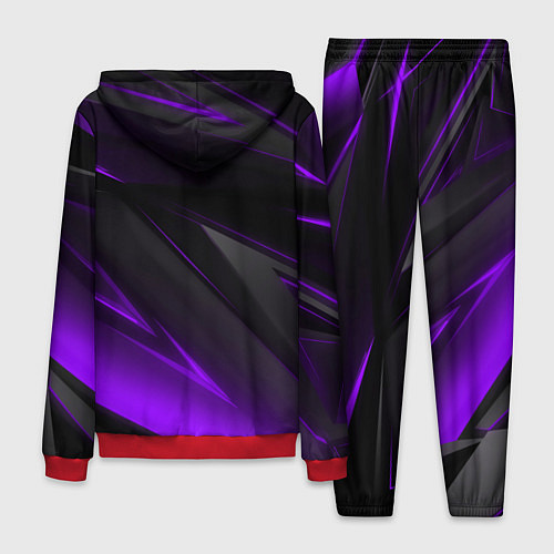 Мужской костюм Черно-фиолетовая геометрическая абстракция / 3D-Красный – фото 2