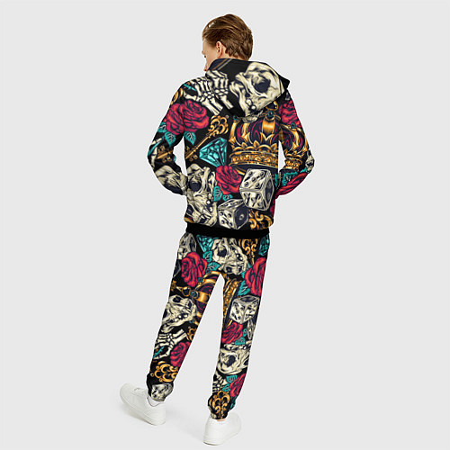 Мужской костюм Тату алмаза и черепа / 3D-Черный – фото 4