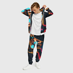 Костюм мужской Неоновые огни на геометрических поверхностях, цвет: 3D-белый — фото 2