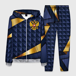 Мужской костюм Золотой герб России на объемном синим фоне