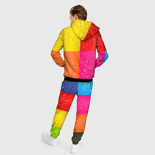 Мужской костюм Капли дождя на цветных подложках - паттерн / 3D-Черный – фото 4