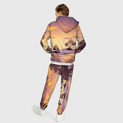 Мужской костюм Лодка в море на закате возле тропических островов / 3D-Белый – фото 4