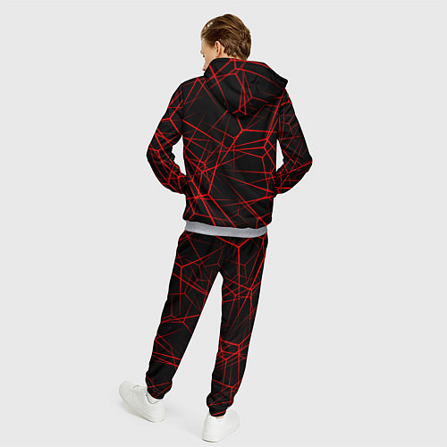 Мужской костюм Красные линии на черном фоне / 3D-Меланж – фото 4