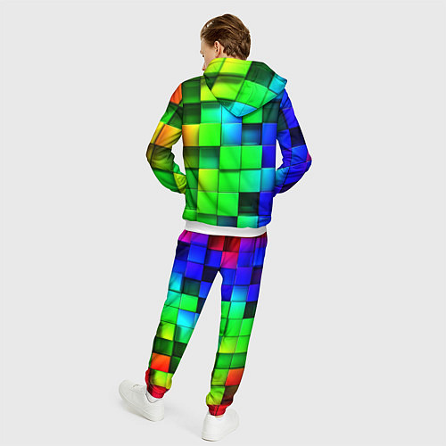 Мужской костюм Цветные неоновые кубы / 3D-Белый – фото 4