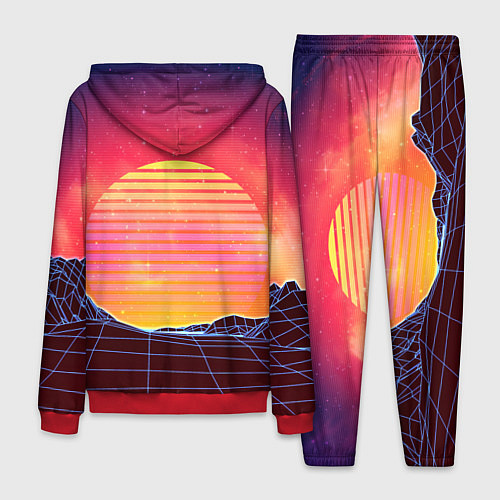 Мужской костюм Абстрактные 3D неоновые горы на закате / 3D-Красный – фото 2
