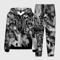 Мужской костюм Оттенки серого черные трайбл драконы татуировка
