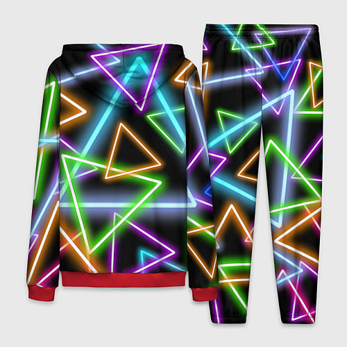 Мужской костюм Неоновые треугольники - текстура / 3D-Красный – фото 2
