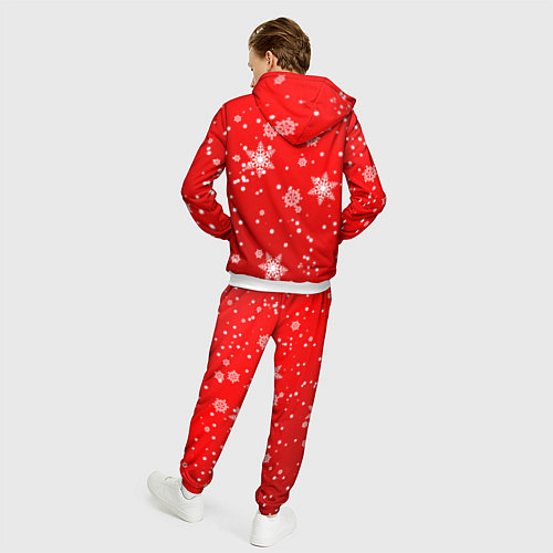 Мужской костюм Снежинки на красном фоне / 3D-Белый – фото 4