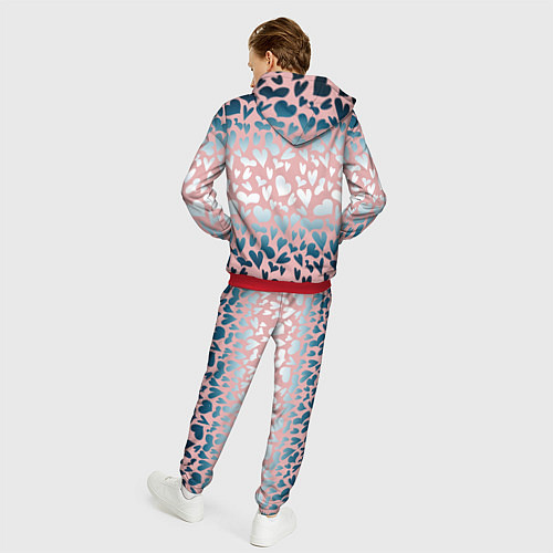 Мужской костюм Сердца розовые перламутровые паттерн / 3D-Красный – фото 4