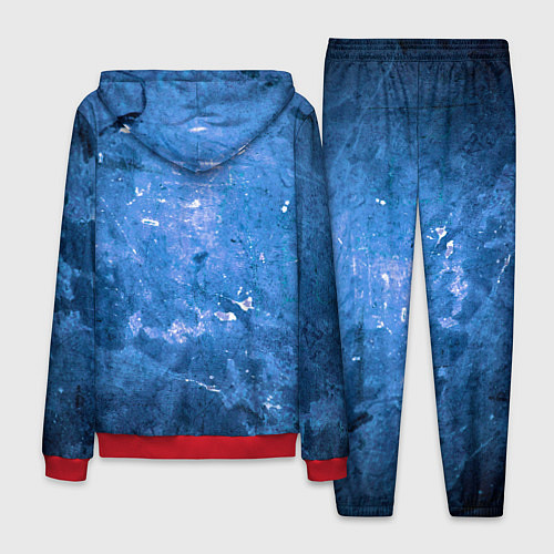 Мужской костюм Тёмно-синяя абстрактная стена льда / 3D-Красный – фото 2