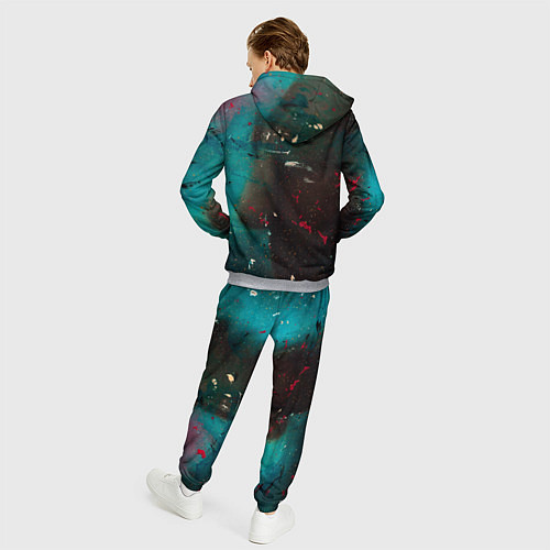 Мужской костюм Абстрактные тьма, светло-синий туман и мазки красо / 3D-Меланж – фото 4