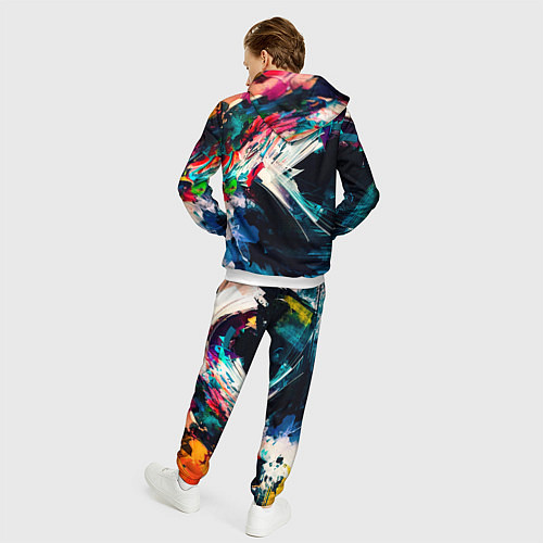 Мужской костюм Разноцветные мазки краски / 3D-Белый – фото 4