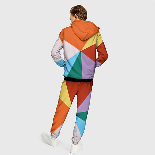 Мужской костюм Разноцветные пересекающиеся треугольники / 3D-Черный – фото 4