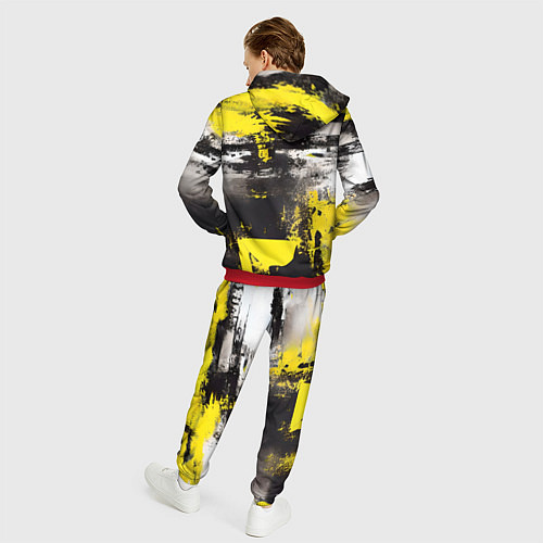 Мужской костюм Черно-желтая абстракция, нейросеть / 3D-Красный – фото 4