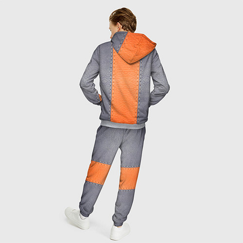Мужской костюм Кожа серая оранжевая / 3D-Меланж – фото 4