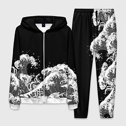 Мужской костюм Японские волны на темном фоне