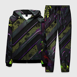 Костюм мужской Фиолетовые и зеленые вставки, цвет: 3D-черный