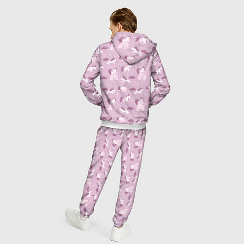 Мужской костюм Розовый паттерн с единорогом / 3D-Белый – фото 4