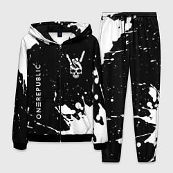 Костюм мужской OneRepublic и рок символ на темном фоне, цвет: 3D-черный