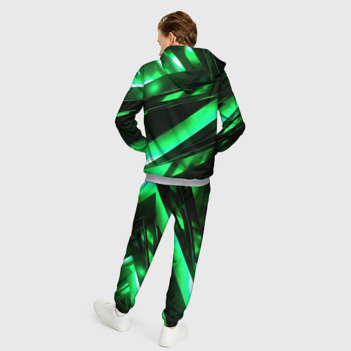 Мужской костюм Зеленая неоновая абстракция / 3D-Меланж – фото 4