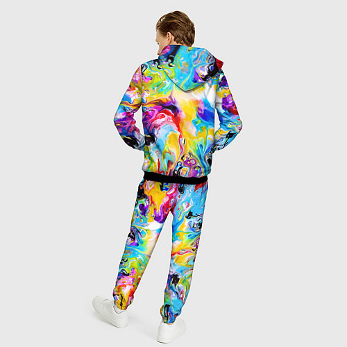 Мужской костюм Маскировка хамелеона на фоне ярких красок / 3D-Черный – фото 4