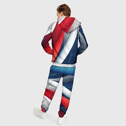 Мужской костюм Белая синяя красная абстракция / 3D-Белый – фото 4