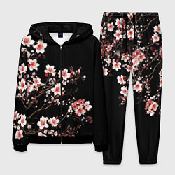 Костюм мужской Цветущая сакура - белые и красные, цвет: 3D-черный