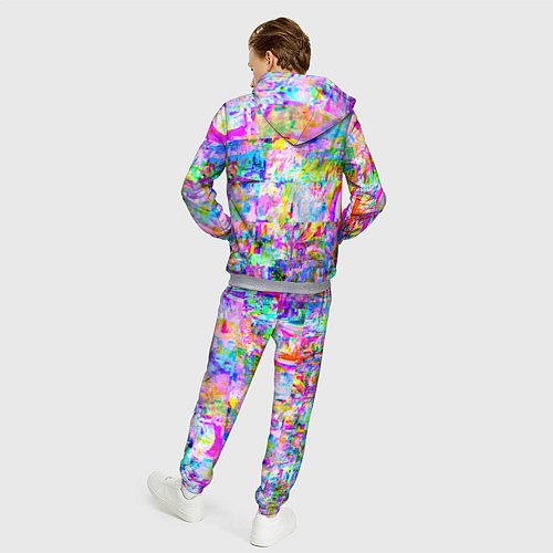 Мужской костюм Яркий неоновый абстрактный Glitch / 3D-Меланж – фото 4
