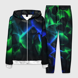 Костюм мужской Разлом синих и зеленых плит, цвет: 3D-белый