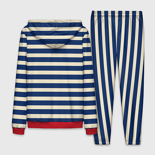 Мужской костюм Полосатый синий и кремовый / 3D-Красный – фото 2