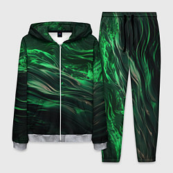 Костюм мужской Зеленые абстрактные волны, цвет: 3D-меланж