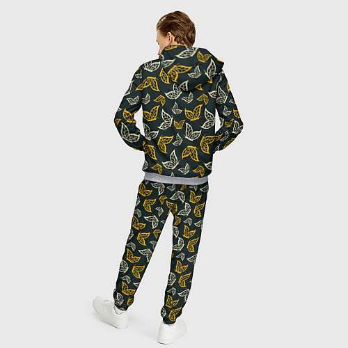 Мужской костюм Бежевые и желтые бабочки на темном фоне / 3D-Меланж – фото 4